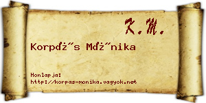 Korpás Mónika névjegykártya
